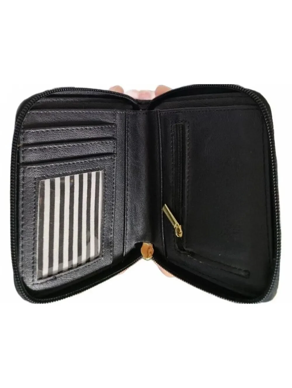 Luv Betsey Quilted Mini Wallet White/Black Hearts Zip Around – Read Flaws